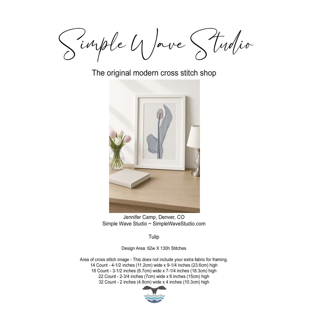 Tulip Modern Whimsical Cross Stitch Pattern Floral Chart